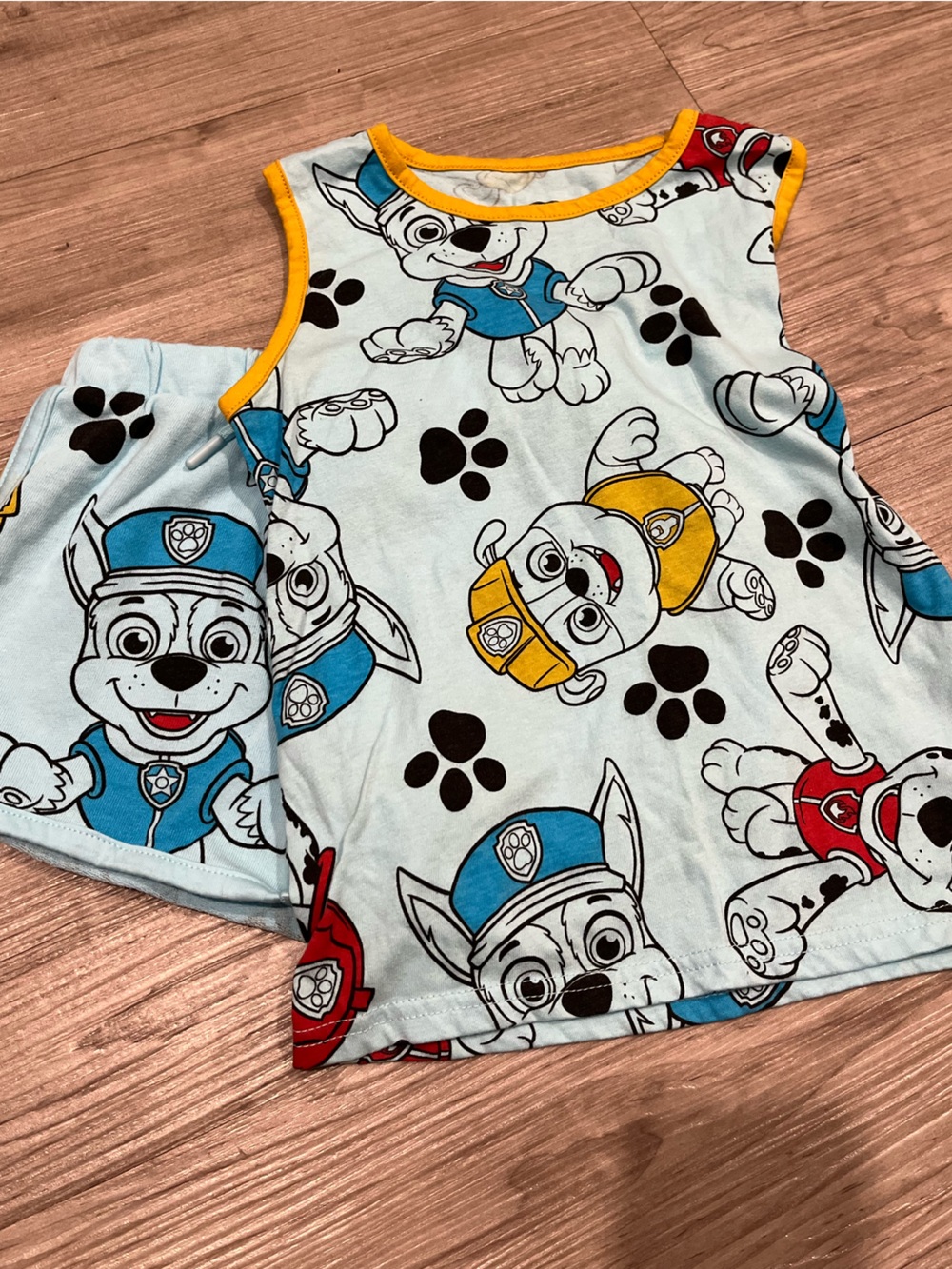 Paw Patrol Toddler Pajama Set in Light Blue w/characters & paw prints
